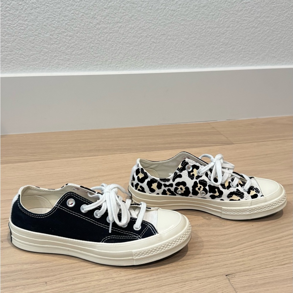 Converse Black and Leopard Print Sneakers
